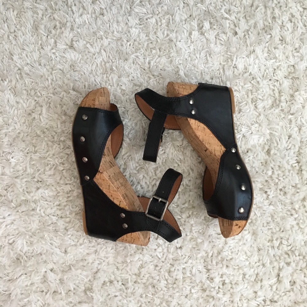 NWT Lucky Brand leather cork wedges